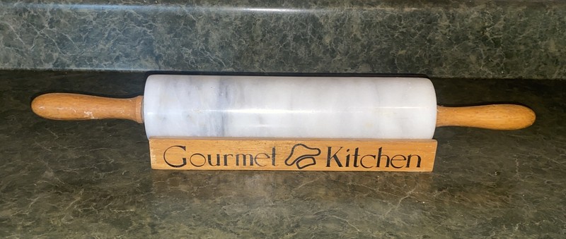 Vintage Gourmet Kitchen Marble Rolling Pin With Stand