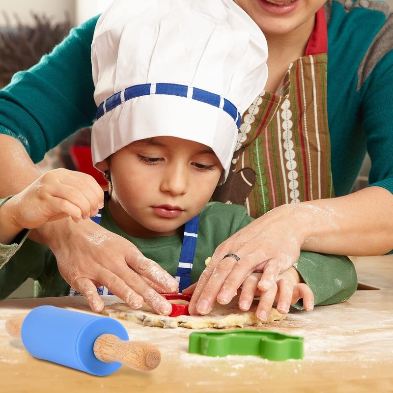 Classic Kids Rolling Pin - 2 9-INCH for Aged 2 to 6, 2 Pack; Blue-Green gallery