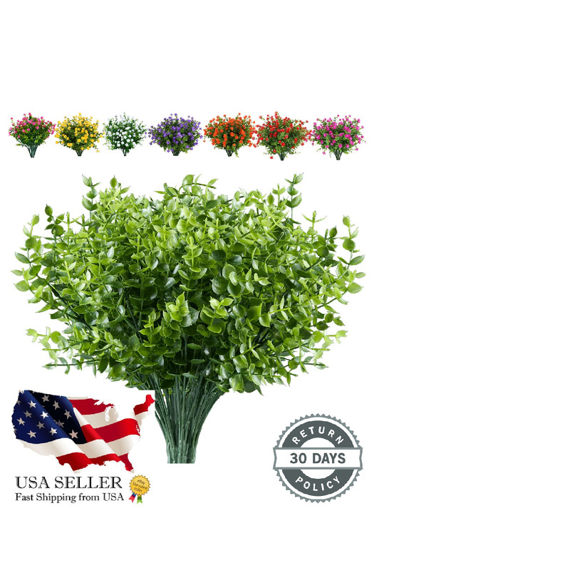 Joygar 24 Bundles Artificial Eucalyptus Plant Fake Boxwood Shrubs Uv Resistant