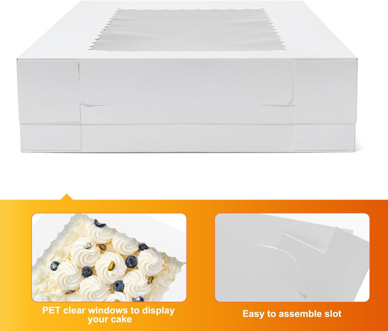 19X14X4 Inches Cake Boxes 6Pcs Rectangle Half Sheet 1/2 Sheet Bakery Boxes with gallery