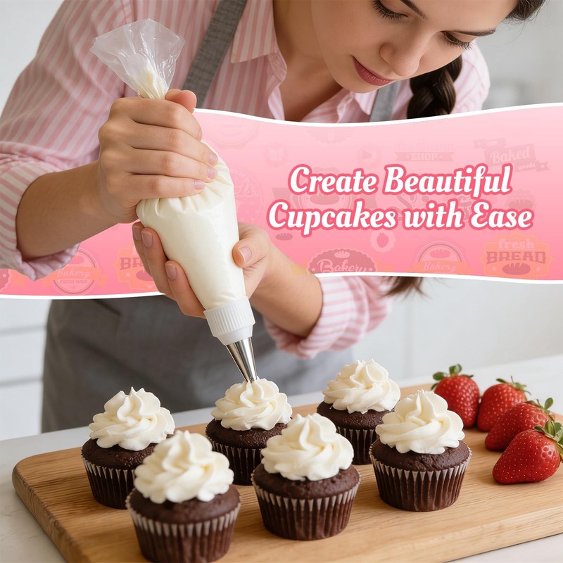 Piping Bags and Tips Set, 16 Inch 114 Pcs Cake Decorating Kit with 100 Dispos... gallery