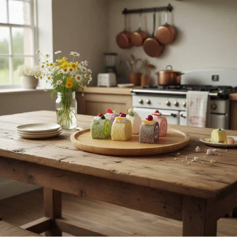 Wooden Cake 2-in-1 Lid-in-1 Use Cake Do-It-Yourself Stand Easy to Clean gallery