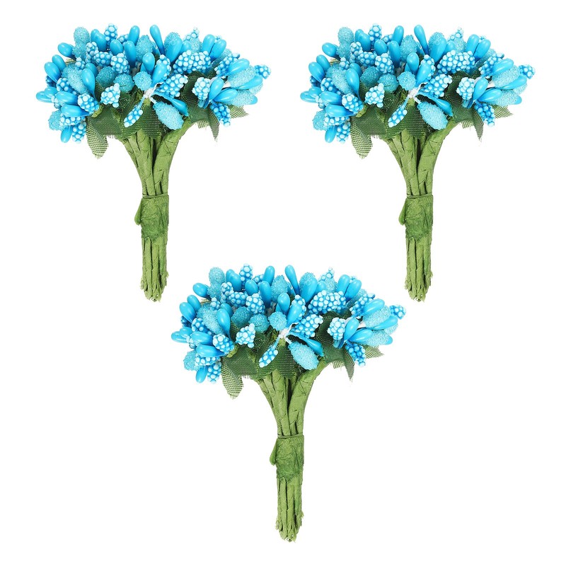 36Pcs Artificial Flower Stamen Mini Berry Pick Bunch Fruit Floral Stamen Blue