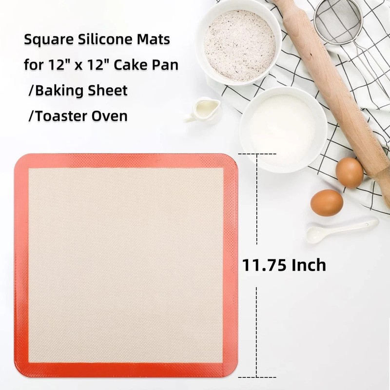 Square Silicone Baking Mats for 2 pack - - 11.75 inch, Bright Orange gallery