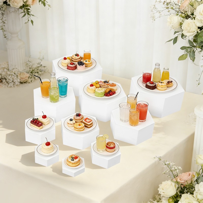 10 PCS Hexagonal Catering Dessert Table Risers Food Decorative Stands for Party