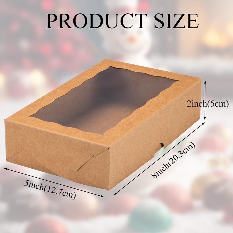 60 Pcs Kraft Cookie Boxes Pastry Bakery Treat Box Container with Clear Window gallery
