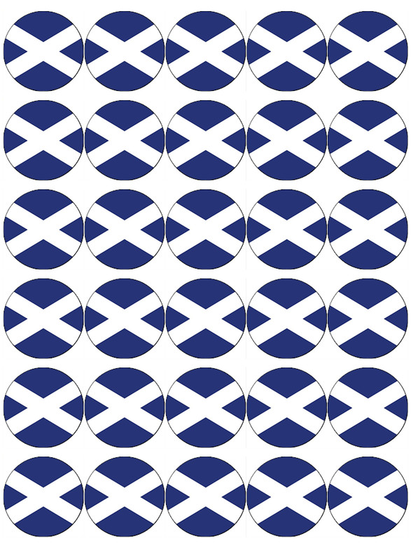 30x Scotland Flag Scottish Cupcake Toppers Edible Wafer Paper Fairy Cake Toppers