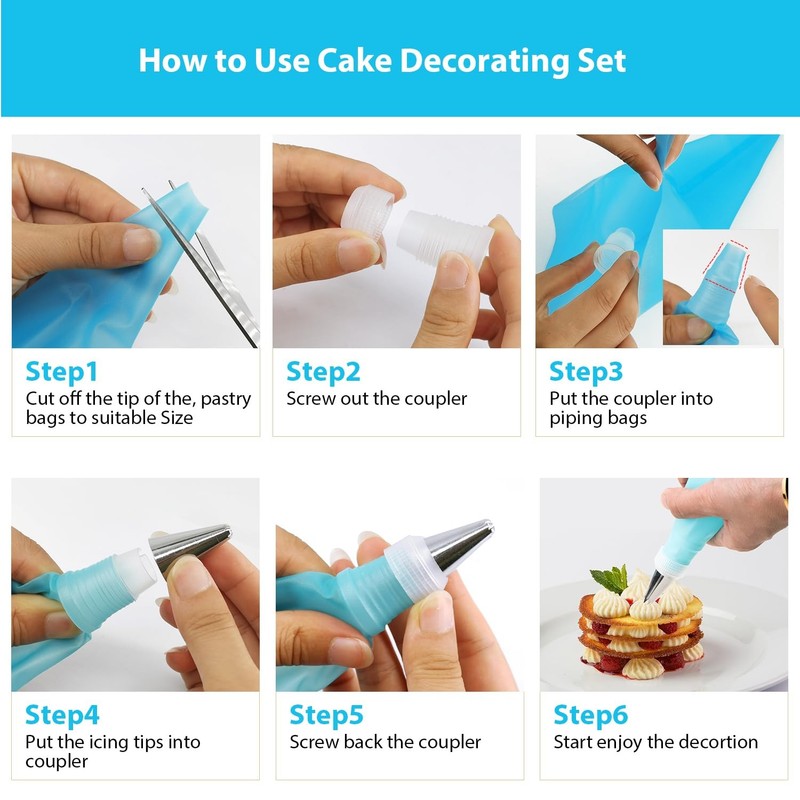 122Pcs Piping Bags and Tips Set, 100pcs 12 Inch Disposable Piping Bags, 16 In... gallery