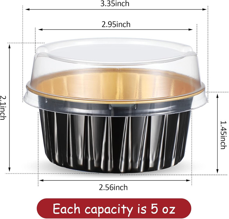 150 Count Aluminum Foil Baking Cup Disposable Ramekins with Lids 5Oz Mini Cupcak gallery