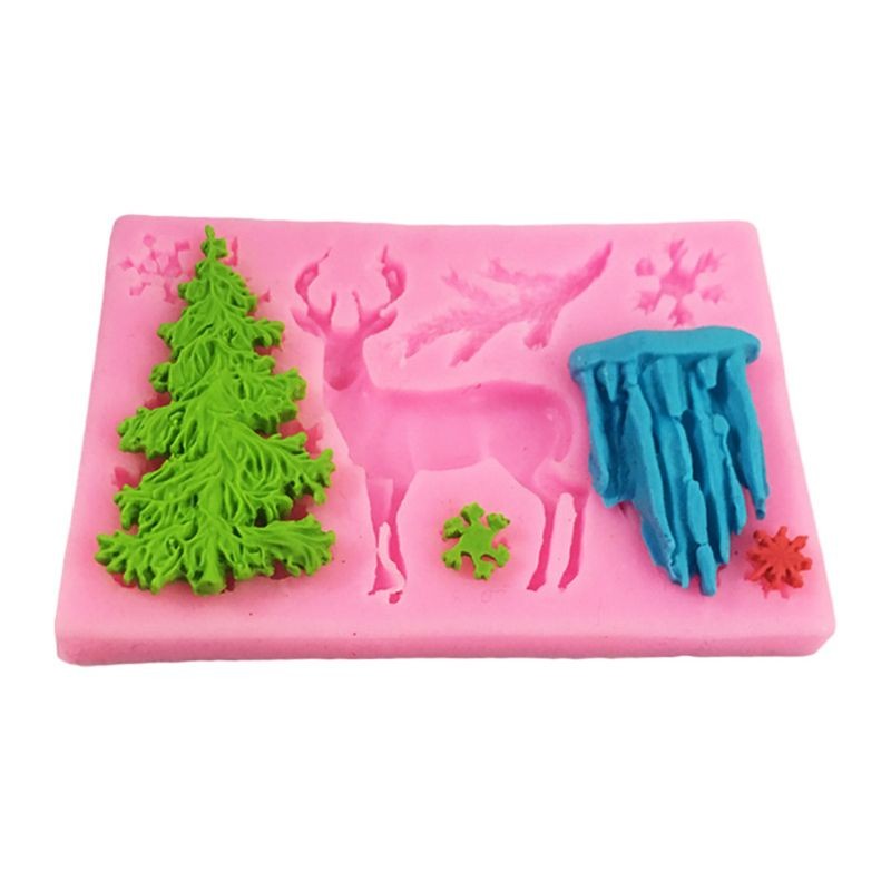 3D Christmas Theme Deer Silicone Mold Snowflake Chocolate Cake Fondant DIY Mould gallery