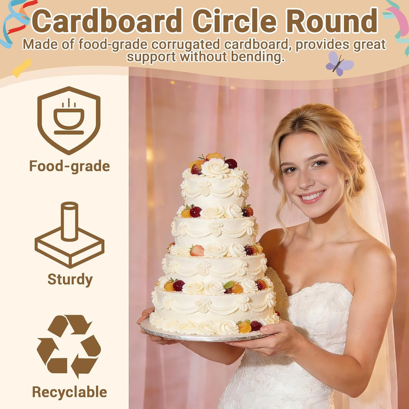 Cake Tier Stacking Kit for 4-Layer Cake, White Cake Boards 10’’-8’’-6’’-4’’ with gallery