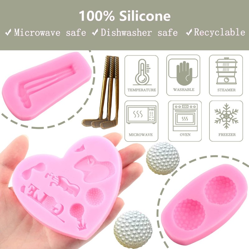 Golf-Themed Silicone Molds Set for Cake Decorating and Crafting, 4 Pieces gallery