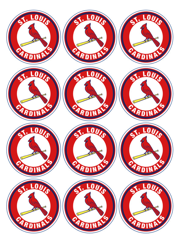 set of 12 st. louis cardinals, edible paper, cupcake cookie toppers CHOOSE SIZE