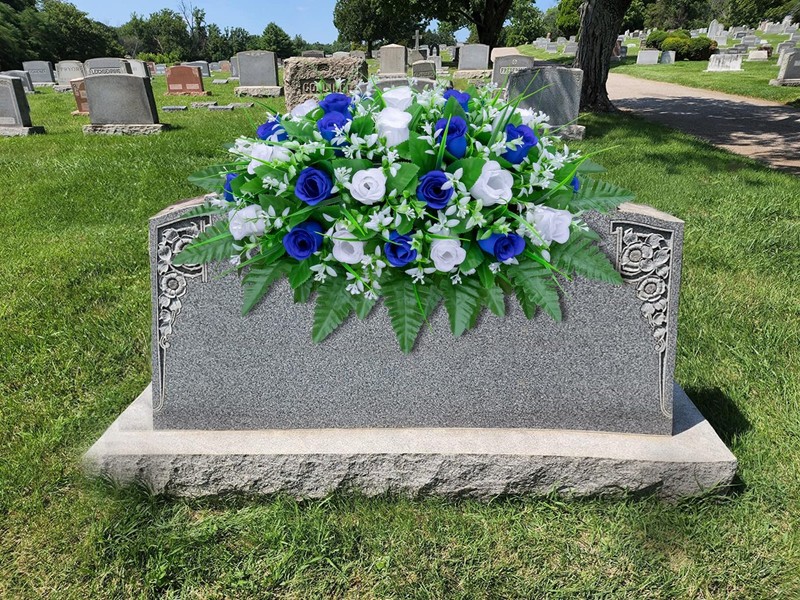 LVXINLI Artificial Cemetery Flowers Saddle-Shaped Tombstone Decorations Non-Fadi gallery