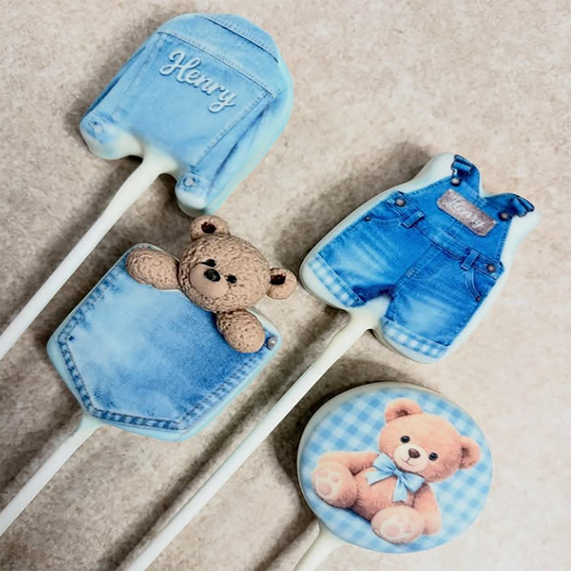 Denim Jeans Baby Overalls Cake Pop Mold |Deluxe Cutter, Popper, and Tray Option gallery