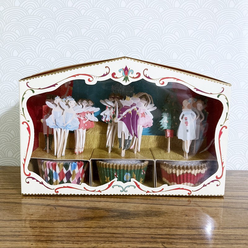 The Nutcracker Cupcake Kit w Stage Topper Party Pick Christmas Bake Cup Liners