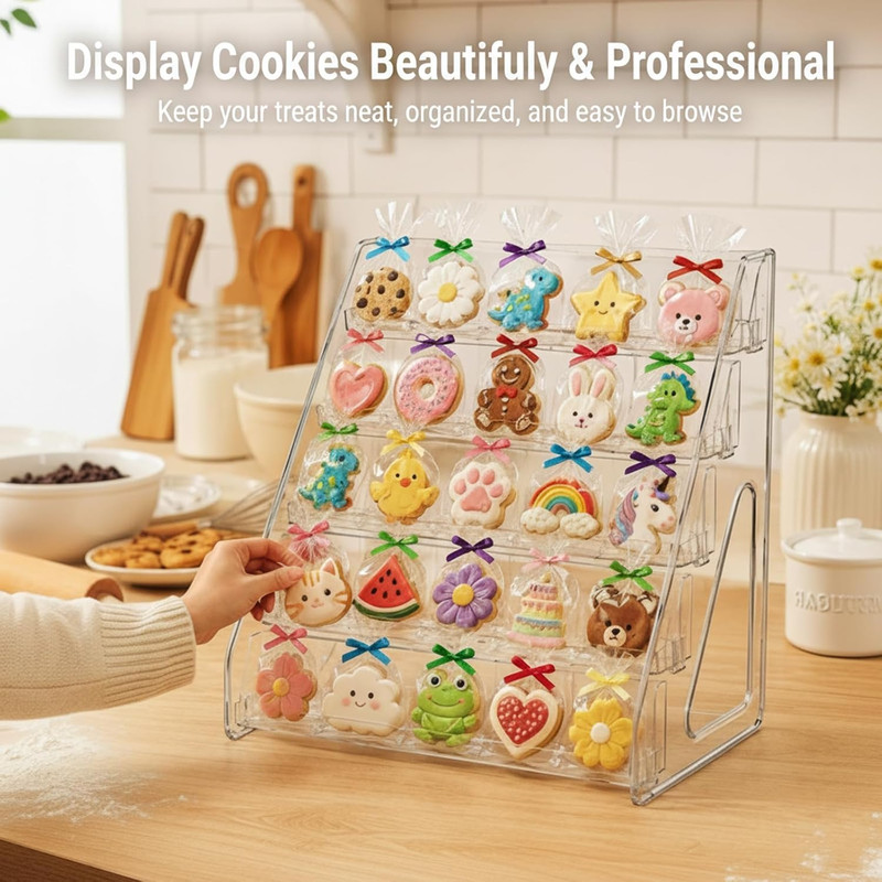 Acrylic Cookie Display Stand, 5-Tier Clear Tiered Dessert Stand for Bakers Vendo gallery