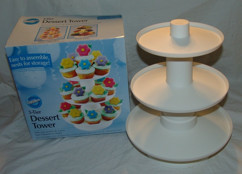 Wilton 3 Tier Dessert Tower Stand Display New NIB Plastic White Birthday Party gallery