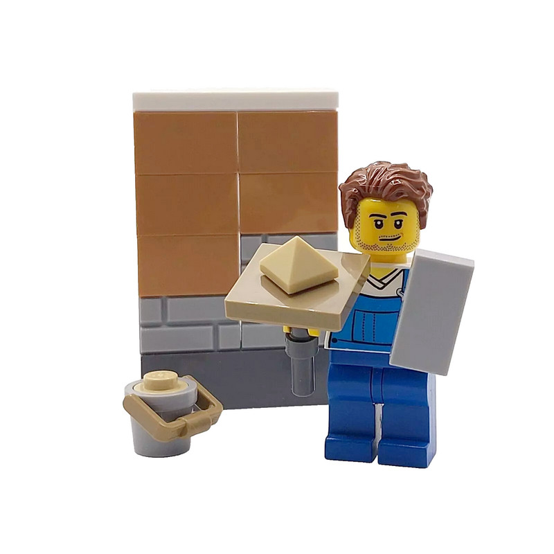 Genuine LEGO Plasterer Cake Topper Decoration Builder + Trowel Hawk & Bucket gallery