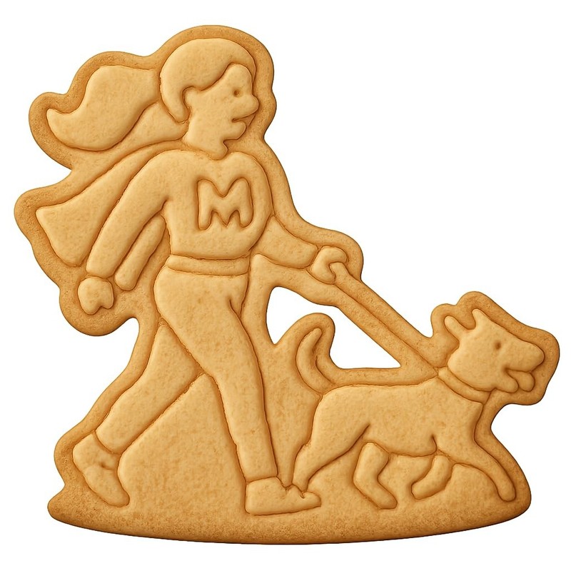 Mighty Mom Walking the Dog Cookie Cutter & Stamp, Fondant & Clay – 4×3.8″