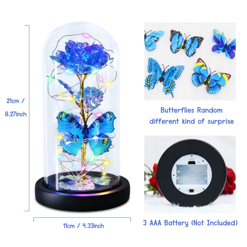 Greenke Beauty And The Beast Rose Gifts For Women Forever Light Rose In Glass gallery
