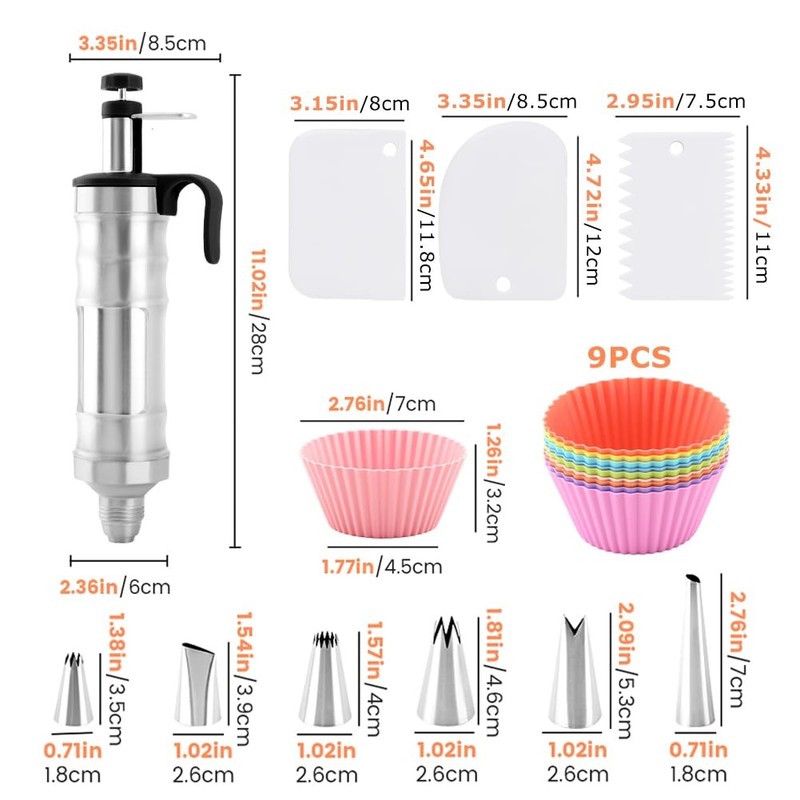 Dessert Decorating Syringe Set, Frosting Piping Kit with 6 Piping Tips, 9 cup... gallery