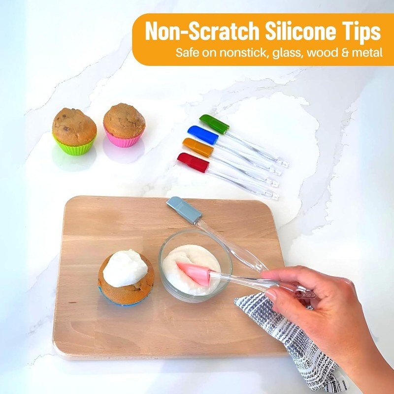 Set of 6 Mini Silicone Spatulas for Kitchen Cooking & Baking, gallery
