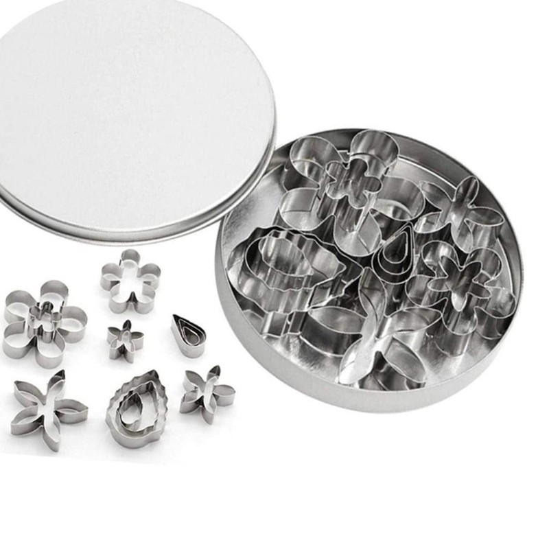 Stainless Steel Mini Cookie Cutters Set Of 12 Flower Shape Home Baking Supplies gallery