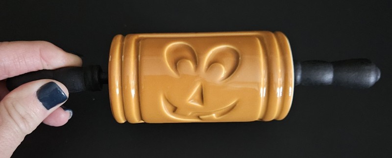 Ceramic Embossed Rolling Pins Pumpkin & Apple Patterns Pastry Cookies Set Of (2) gallery
