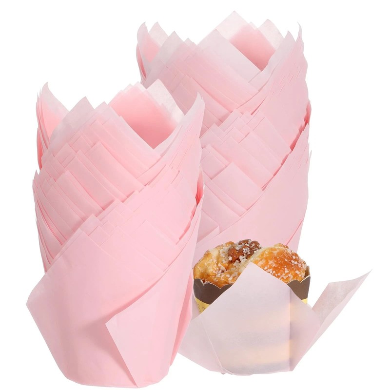 Pink Cupcake Liners 100pcs Tulip Muffin Liner Muffin Liner Holders for Baking…