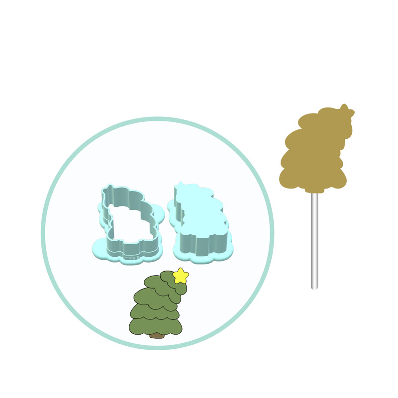 Leaning Christmas Tree Cake Pop Mold | Deluxe Cutter, Popper