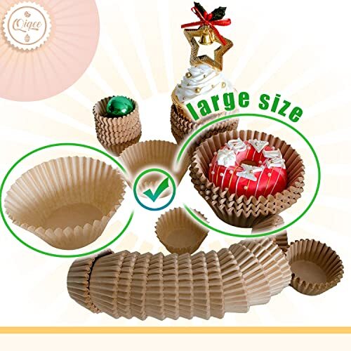 300 Pack Jumbo Cupcake Muffin Liners Greaseproof Large Brown Baking Cups gallery