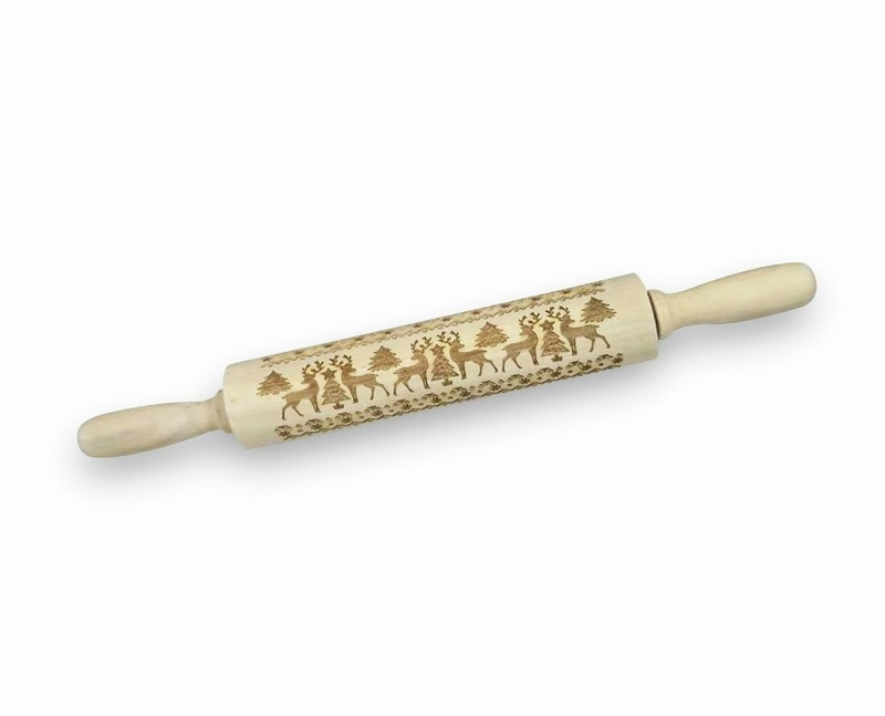 Laser Engraved Pastry Cake Baking Toll Stick Wooden Dough Roller Rolling Pin New