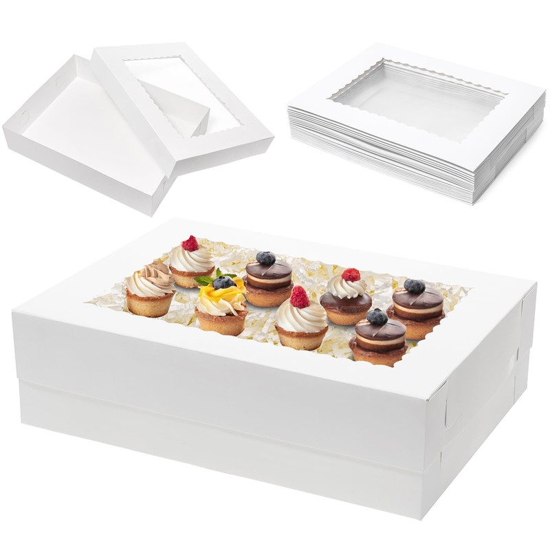 16pcs 19x14x5 Half Sheet Cake Boxes with Window Rectangle 1/2 Sheet Bakery Bo…