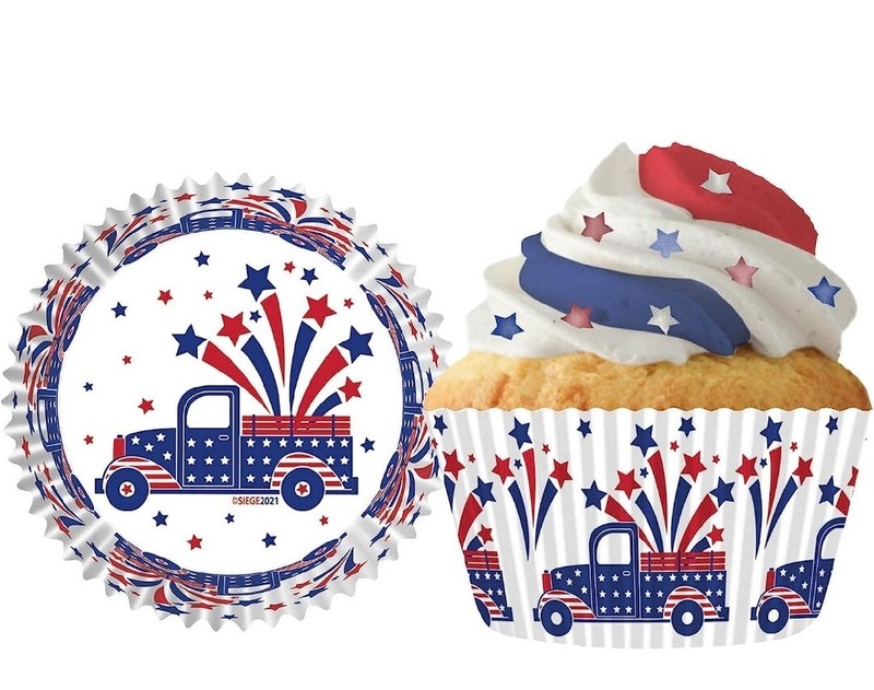Cupcake Baking Cups 2″ XStrong USA Patriotic Truck All Natural Paper Made in USA