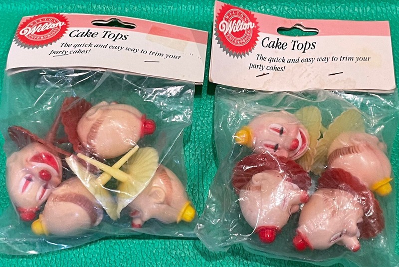 Vintage 80’s Lot of 8 Wilton Clown Cake Tops Cupcake Toppers Decorations