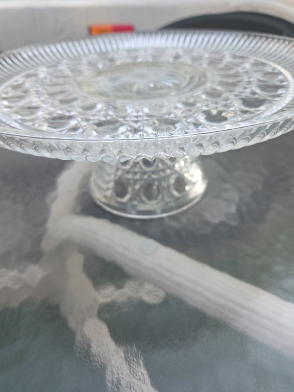 Vintage Clear Cut Glass Cake Stand gallery