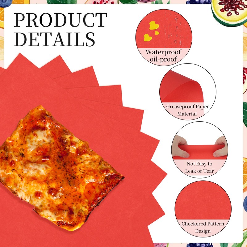 200 Pcs Wax Paper Sheets, 8.7 x 8.7" Square Wrapping Paper, Red gallery