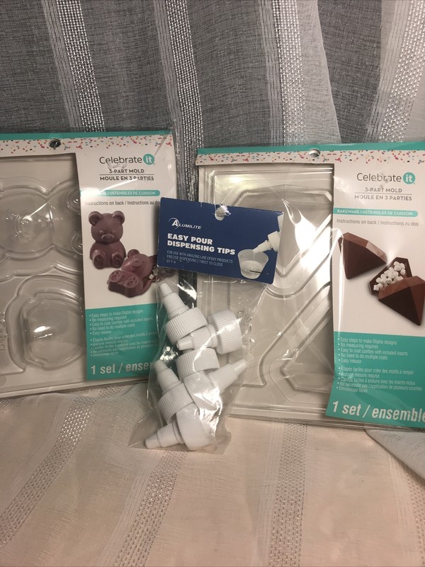 Chocolate 3 Part Mold Bundle Teddy Bear & Diamond Fillable 3D + Dispensing Tips