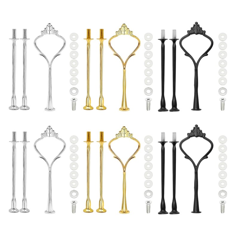 6 Sets Cake Tier Stacking Kit – 3 Tier Stand with Crown Cake Tray, Fruit Tray…