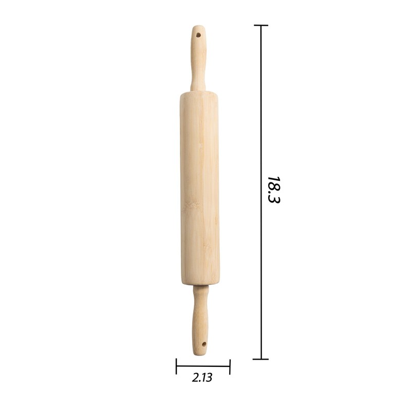 Mainstays Classic Bamboo Rolling Pin, 18.3" x 2.16", Bamboo Color gallery