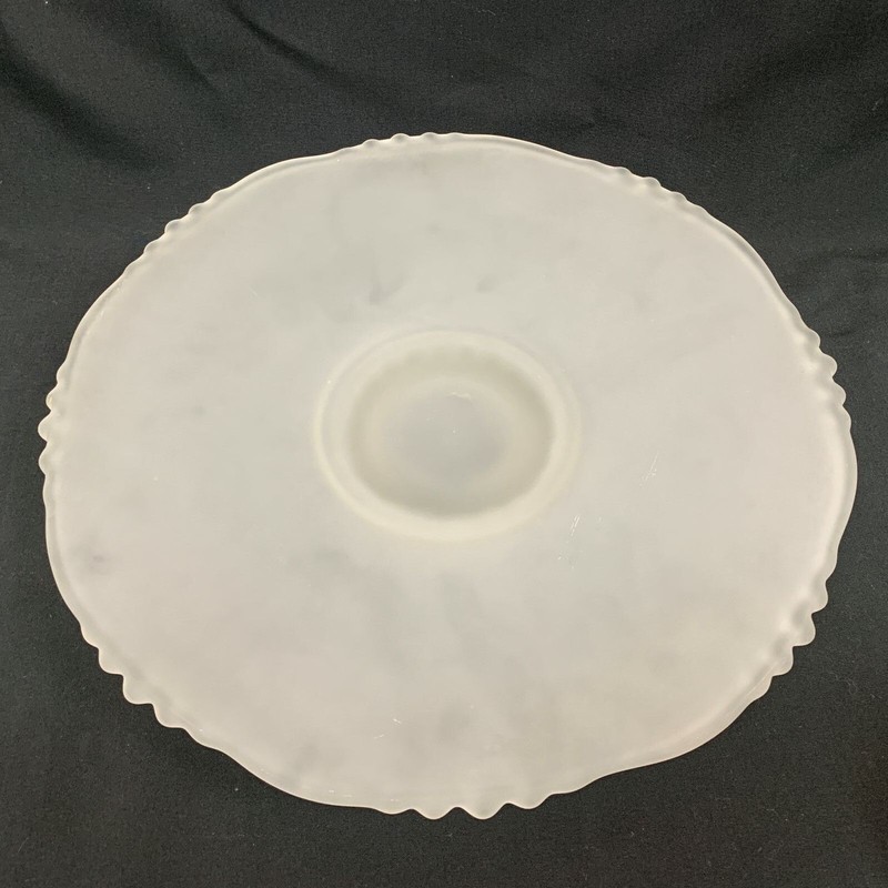 Frost Glass Cake Footed Short Pedestal Plate Dish Stand 13 3/8" x almost 2" High gallery