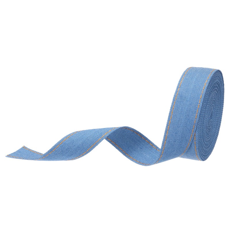 1 Inch Denim Fabric Ribbons, 5 Yards Denim Bow Jean Ribbon, Marine Blue 25mm