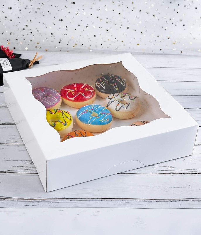 25-Pack 12"x12"x3"Large White Bakery Boxes with PVC Window for Pie and Cookie... gallery