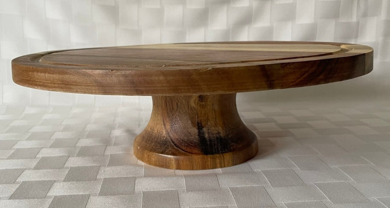 Libbey Acaciawood 11.25" Wood Cake Stand Pedestal Base ~ Farmhouse ~ No Dome gallery