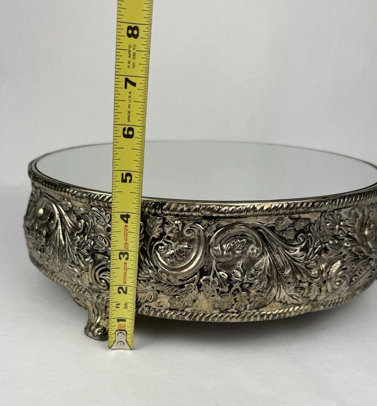 Studio Silversmiths Cake Stand Platter Silver Plated Mirrored Top Wedding 12" gallery