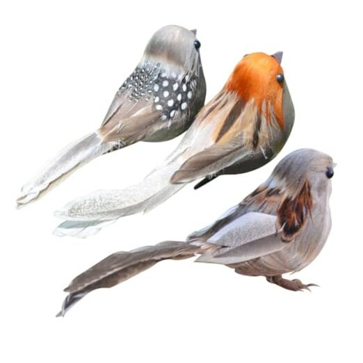 3PCS Artificial Foam Birds, Clip-On Ornaments Decorative Feathered for DIY
