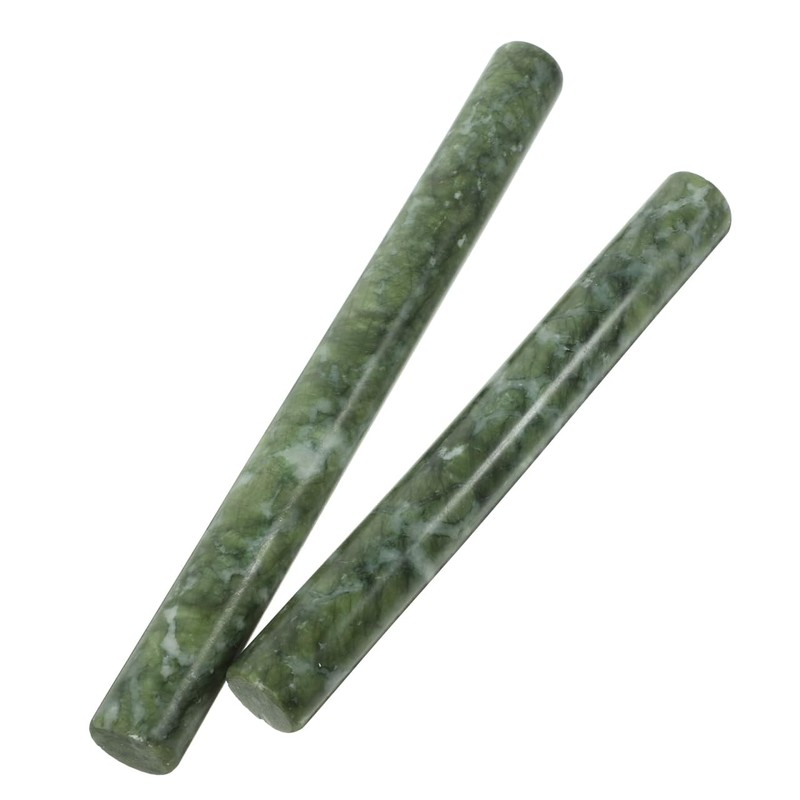 Amosfun Marble Dough Roller 2pcs Chinese Jade Stone 26.00X2.50X2.50CM, Green