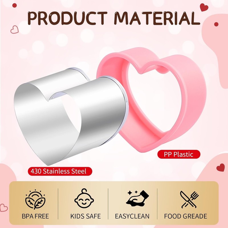 BakingWorld 9 Piece Stainless Steel Love Heart Shaped Cookie Cutter Set New gallery