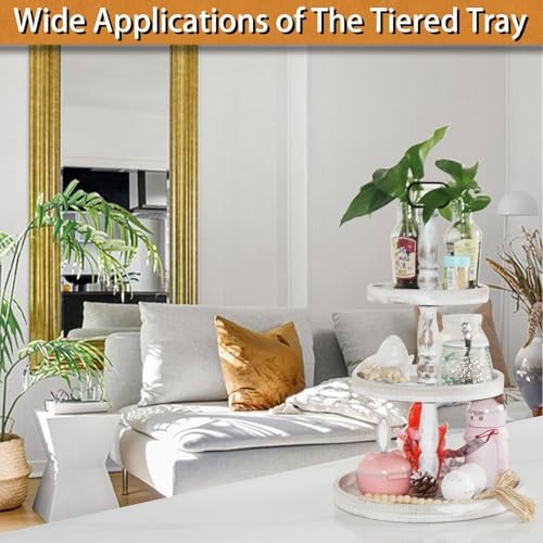 White Cupcake Stand - Three Tiered Tray Stand - Rustic 22" gallery